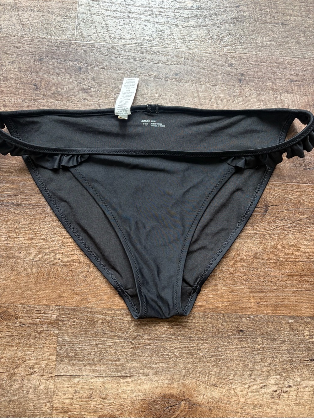 Aerie Black Ruffle Bikini Bottoms